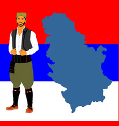 Republic Serbia Map And Folklore Serbian Man