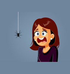 Scared Woman Being Afraid A Spider Cartoon