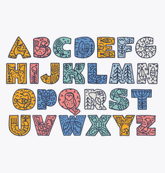 Alphabet With Nordic Folk Art Style Pattern