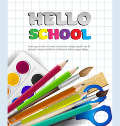 Hello School Lettering And Supplies On Squared