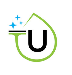 Clean Logo Design On Letter U With Water Symbol