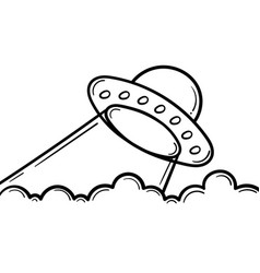 Hand Drawn Ufo And Cloud