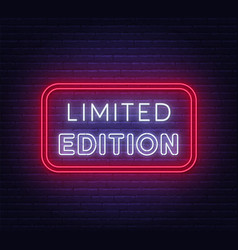 Limited Edition Neon Sign On Brick Wall Background