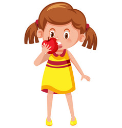 Cartoon Girl Holding An Apple