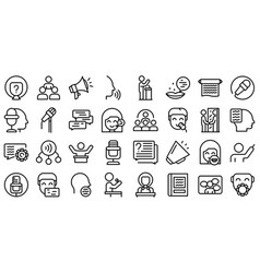 Rhetoric Icons Set Outline Knowledge