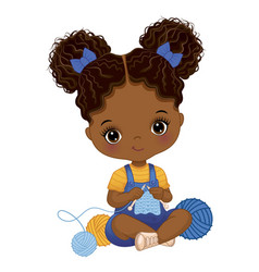 Cute African American Girl Knitting