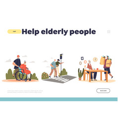 Help Eldery People Concept Of Landing Page