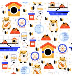 Seamless Hamster Pattern Little Animals Pets