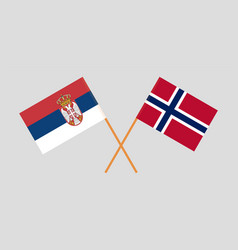 Crossed Flags Of Serbia And Norway