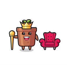 Mascot Cartoon Plant Pot As A King