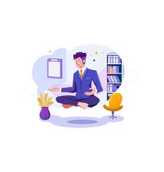 Businessman Doing Meditation Concept Flat