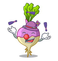 Juggling Raw Rutabaga Root Isolated On Mascot