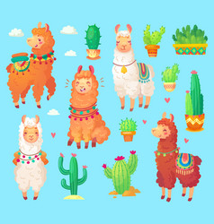 Mexican Cartoon Cute Alpaca Lama With White Wool