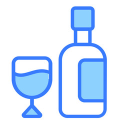 Wine Bottle Alcohol Glass Blue Outline Simple Icon