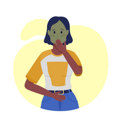 Woman Feeling Nausea Semi Flat Color Character