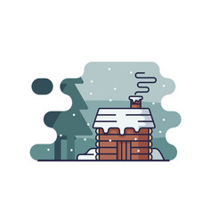 Winter Wooden House Cartoon Isolated