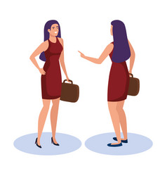 Business Woman From Front And Back Side Isometric