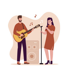 Flat Design Of Man Playing Guitar And Woman