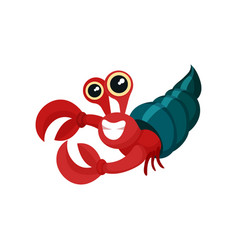 Flat Icon Of Red Hermit Crab With Shell