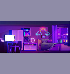 Teen Girls Bedroom At Night