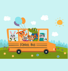 Animal School Bus Cute Animals Students Ride