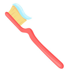 Red Toothbrush With Tooth Paste Oral Hygiene