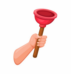 Hand Holding Toilet Plunger Symbol Cartoon