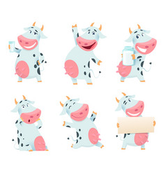 Cartoon cow set cows bull and calf bull Royalty Free Vector