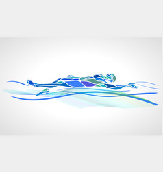 Swimmer Backstroke Color Silhouette