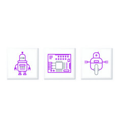 Set Line Robot And Printed Circuit Board Pcb Icon