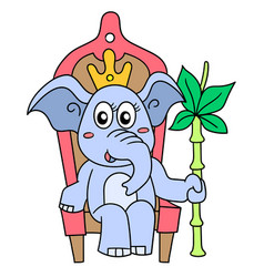 Queen Female Elephant Sits On A Throne Chair