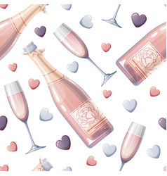 Seamless Pattern With Champagne Bottle Glass