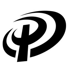 Black Oval Shaped Letter P Icon