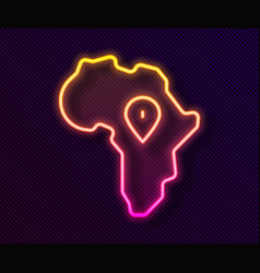 Glowing Neon Line Map Of Africa Icon Isolated