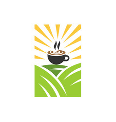 Coffee Cup Sun Leaf Farm Icon Brand Identity