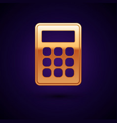 Gold Calculator Icon Isolated On Black Background