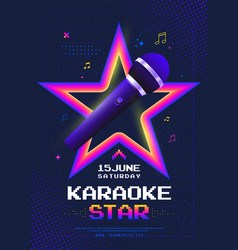 Karaoke Star Night Poster Design With Microphone