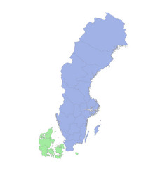 High Quality Political Map Of Sweden And Denmark