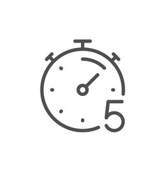 Timer 5 Minutes Line Icon Stopwatch Time Sign