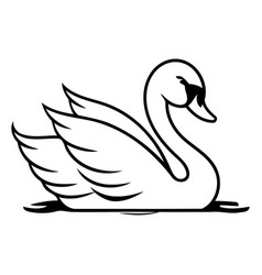 Swan On The Water In A Flat Style