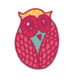 Red Forest Hand Drawn Owl Bird