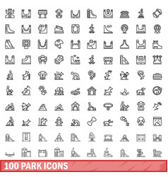 100 Park Icons Set Outline Style