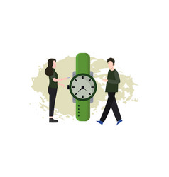 Boy And Girl Looking At Wristwatch