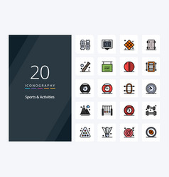 20 Sports Activities Line Filled Icon For