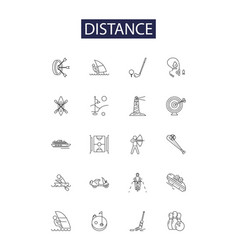 Distance Line Icons And Signs Away