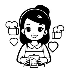 Girl Holding A Gift Box In The Shape Of A Heart