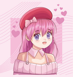 Girl Wearing Beret Anime Poster