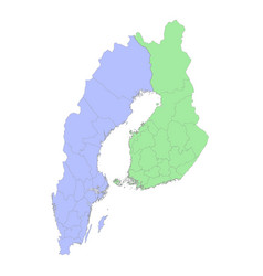 High Quality Political Map Of Sweden And Finland