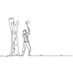 Single One Line Drawing Female Lumberjack