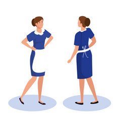 Cleaner Woman From Front And Back Side Isometric